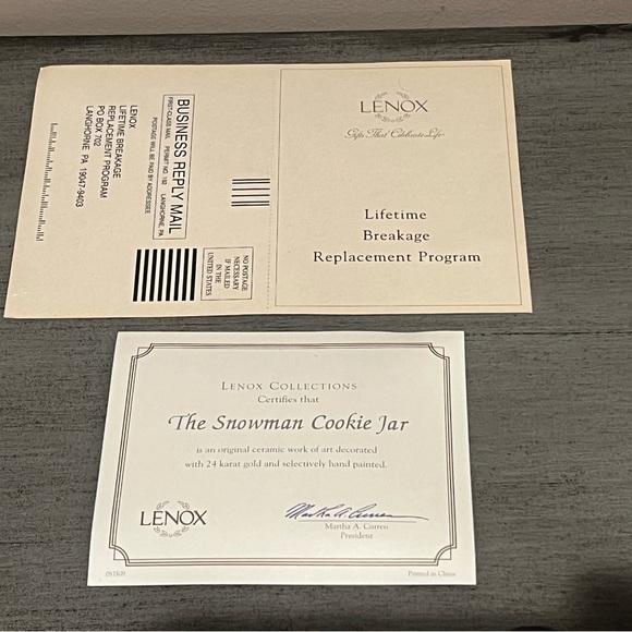 Lenox Snowman 24K trim cookie jar Christmas - Picture 5 of 10